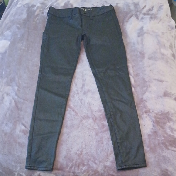 NWOT American Eagle Liquid Black Jeggings Slim Fit - Faux Leather & Jean Mix - Picture 5 of 6